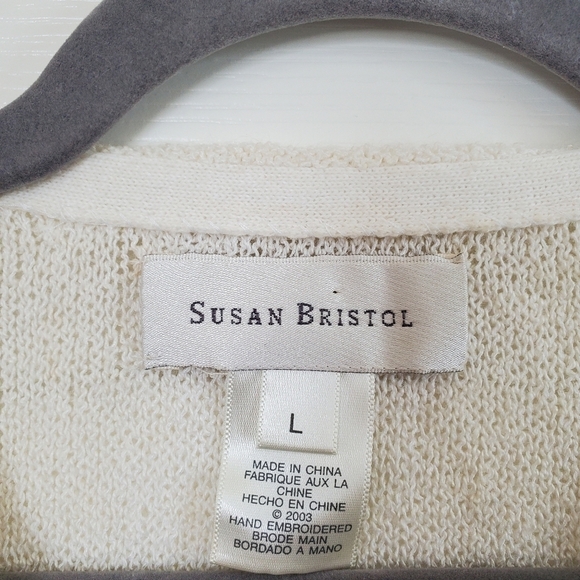 Susan Bristol Fish Beaded Hand Embroidered Shells Colorful V-NeckSweater, Large - Picture 2 of 11